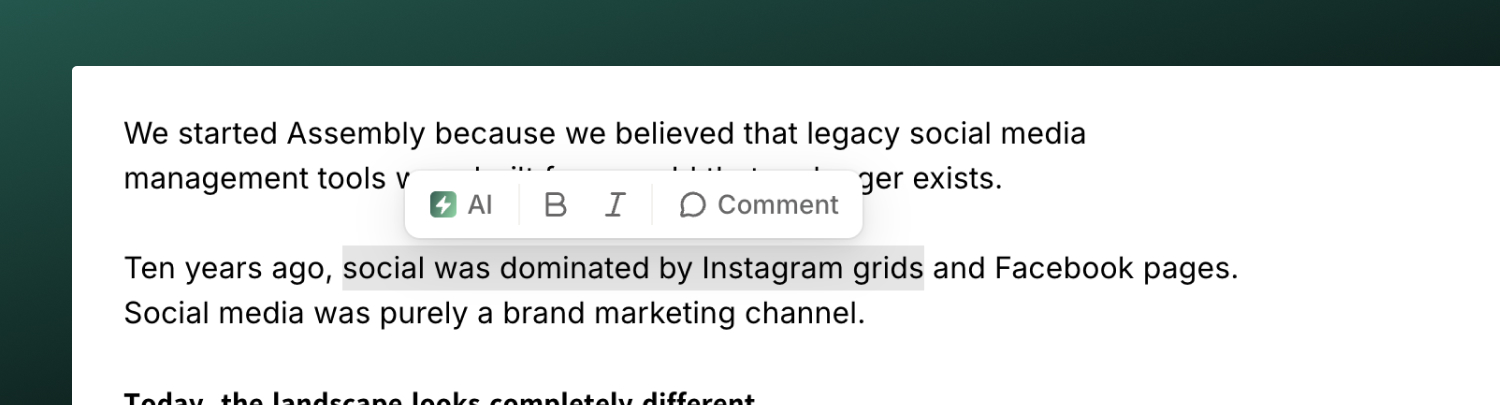 Post Editor Formatting Bar